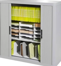 Paperflow Easy Office Roldeurkast PS (Polystyreen), Staal 2 Planken Afsluitbaar 1.100 x 415 x 1.040 mm Grijs