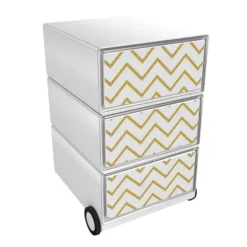 Paperflow easybox mobiele ladenblok met 3 lades 642x390x436mm gilded waves