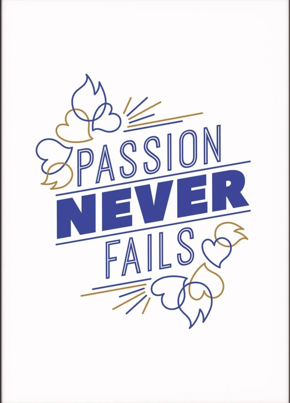 Paperflow Lijst met motiverende slogan "Passion Never Fails" 400 x 500 mm Kleurenassortiment