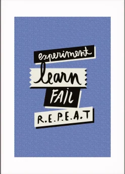 Paperflow Lijst met motiverende slogan "Experiment Fail Learn Repeat" 600 x 800 mm Kleurenassortiment