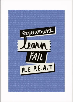 Paperflow Lijst met motiverende slogan "Experiment Fail Learn Repeat" 300 x 400 mm Kleurenassortiment