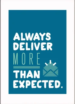 Paperflow Lijst met motiverende slogan "Always Deliver More Than Expected" 400 x 500 mm Kleurenassortiment