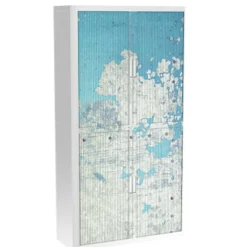 Paperflow Roldeurkast PP (Polypropeen) 4 Planken Afsluitbaar 1.100 x 415 x 2.040 mm Blauw, wit