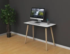 Paperflow Thuiskantoorbureau Rechthoekig Wit Beuken Houten poten 1.140 (B) x 600 (D) x 750 (H) mm Melamine