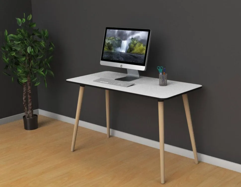 Paperflow Thuiskantoorbureau Rechthoekig Wit Beuken Houten poten 1.000 (B) x 500 (D) x 750 (H) mm Melamine