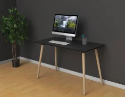 Paperflow Thuiskantoorbureau Rechthoekig Zwart Beuken Houten poten 1.000 (B) x 500 (D) x 750 (H) mm Melamine
