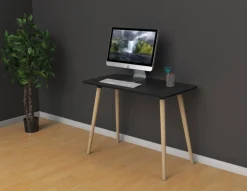 Paperflow Thuiskantoorbureau Rechthoekig Zwart Beuken Houten poten 1.140 (B) x 600 (D) x 750 (H) mm Melamine
