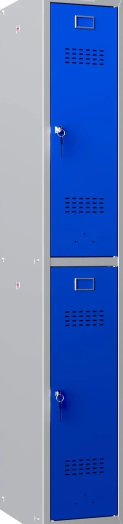 Phoenix Personal Lockers Staal Garderobekast 2 Deurs Sleutelslot 300 x 500 x 1,830 mm Blauw, Grijs