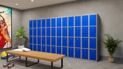 Phoenix Personal Lockers Staal Garderobekast 4 Deurs Sleutelslot 300 x 500 x 1,830 mm Blauw, Grijs