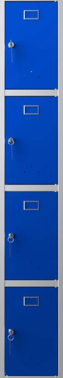 Phoenix Personal Lockers Staal Garderobekast 4 Deurs Sleutelslot 300 x 500 x 1,830 mm Blauw, Grijs