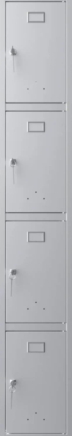 Phoenix Personal Lockers Staal Garderobekast 4 Deurs Sleutelslot 300 x 500 x 1,830 mm Grijs