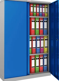 Phoenix SCL Series Draaideurkast Staal 3 Planken Afsluitbaar 915 x 370 x 1.400 mm Blauw, grijs