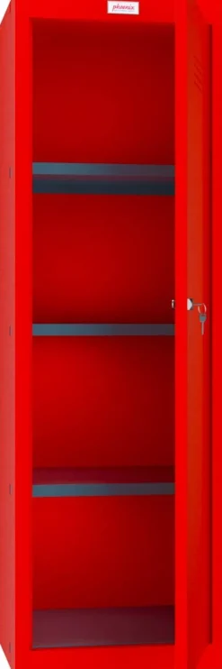 Phoenix Staal Garderobekast 1 Deur Sleutelslot 400 x 400 x 1.265 mm Rood