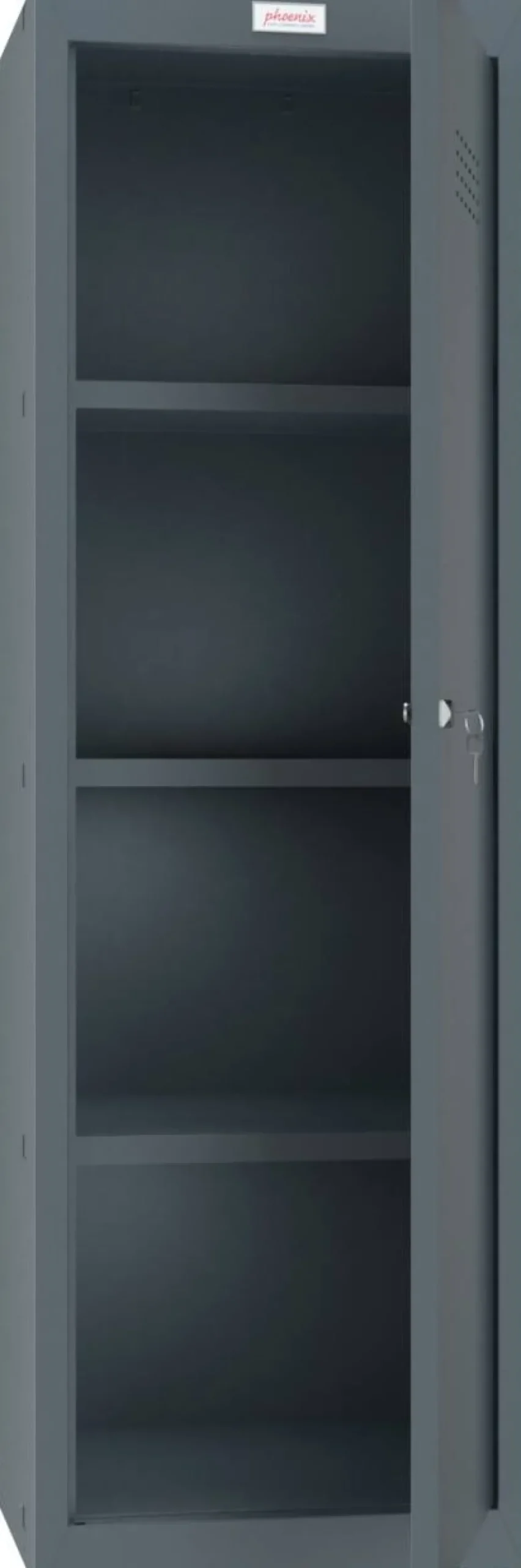 Phoenix Staal Garderobekast 1 Deur Sleutelslot 400 x 400 x 1,265 mm Antraciet, Grijs