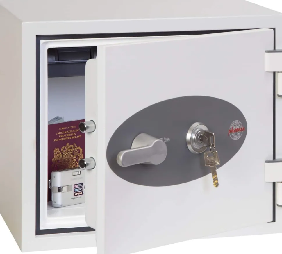 Phoenix Water, Brand- en Veiligheidskluis met Sleutelslot FS1281K 19L 360 x 410 x 365 mm Wit