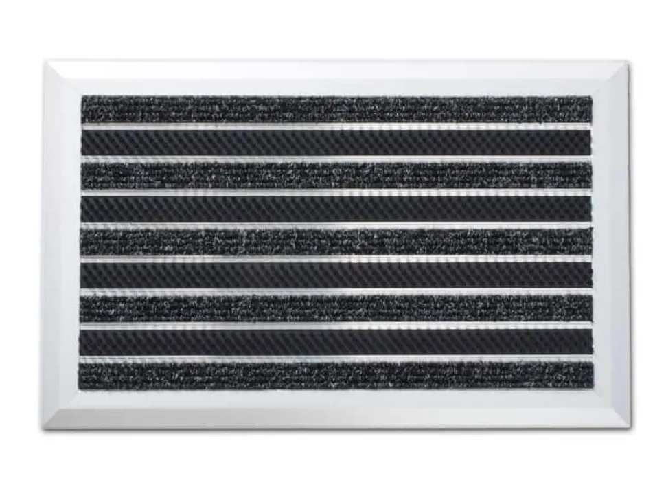 PROFESSIONAL LINE Entreemat met tapijtinleg, Optimum Aluminium, grove vezel Antraciet, zilver 600 x 390 mm