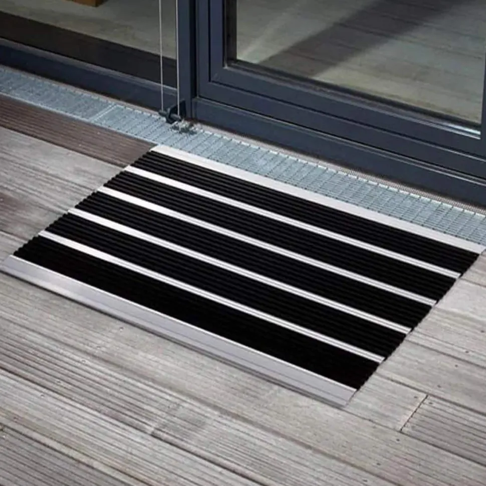 PROFESSIONELE LIJN Double entreemat met rubberen richels Antraciet aluminium 600 x 900 mm