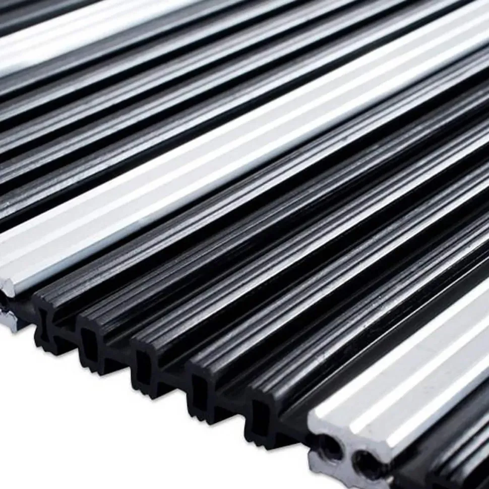 PROFESSIONELE LIJN Double entreemat met rubberen richels Antraciet aluminium 600 x 900 mm