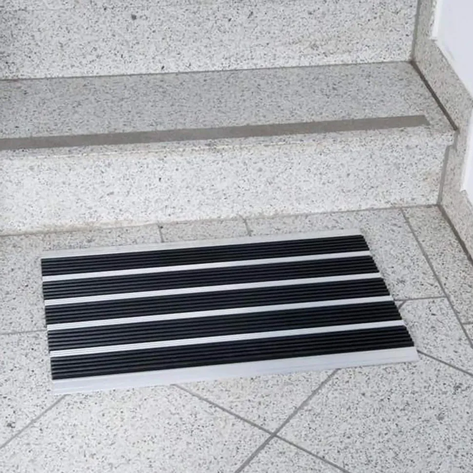 PROFESSIONELE LIJN Double entreemat met rubberen richels Antraciet aluminium 600 x 900 mm