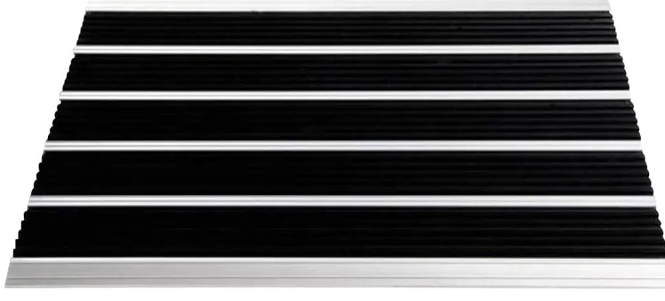 PROFESSIONELE LIJN Double entreemat met rubberen richels Antraciet aluminium 600 x 900 mm