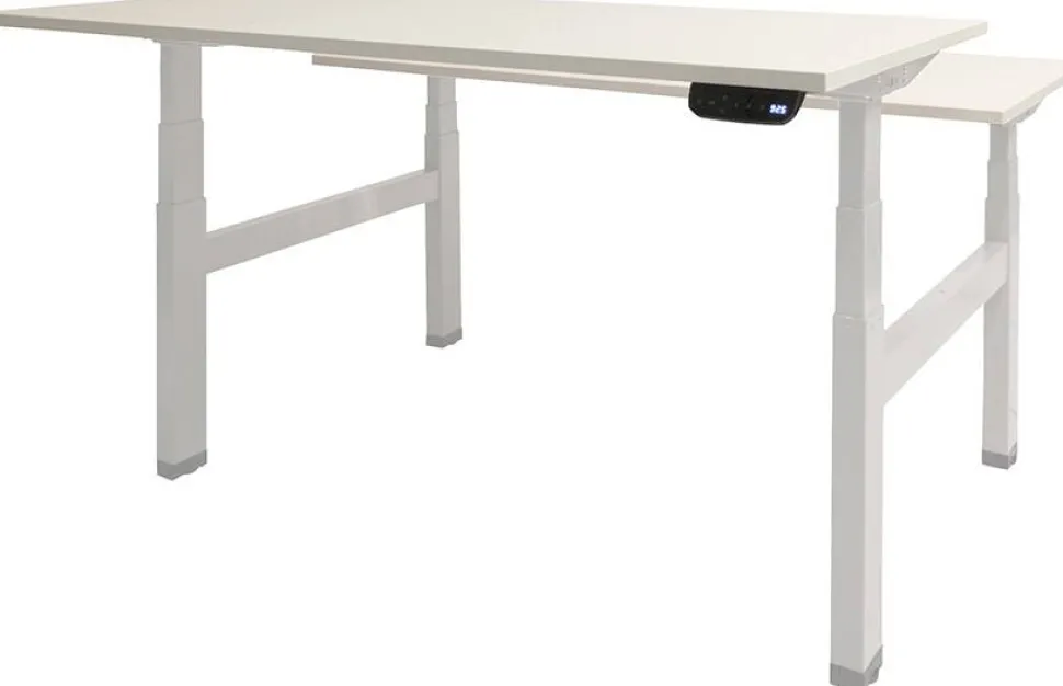 Schaffenburg Dextro Plus Duo Zit-sta-bureau Rechthoekig Eiken H-Frame 1.200 (B) x 800 (D) x 645 (H) mm Melamine