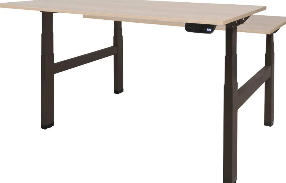 Schaffenburg Dextro Plus Duo Zit-sta-bureau Rechthoekig Eiken H-Frame 1.800 (B) x 800 (D) x 645 (H) mm Melamine