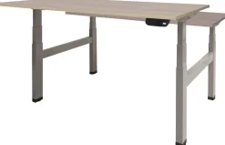 Schaffenburg Dextro Plus Duo Zit-sta-bureau Rechthoekig Eiken H-Frame 1.200 (B) x 800 (D) x 645 (H) mm Melamine