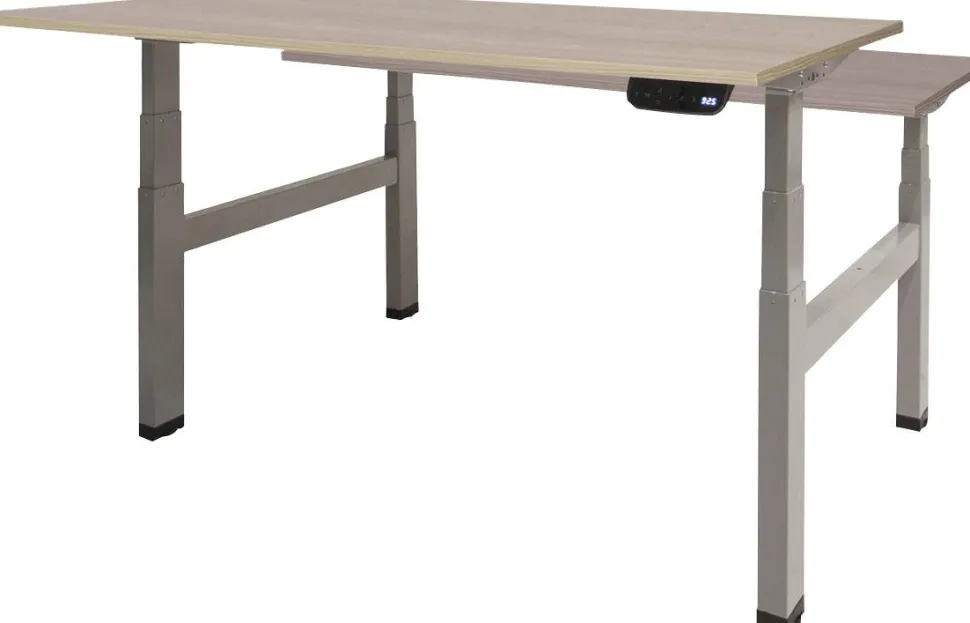 Schaffenburg Dextro Plus Duo Zit-sta-bureau Rechthoekig Eiken H-Frame 1.200 (B) x 800 (D) x 645 (H) mm Melamine