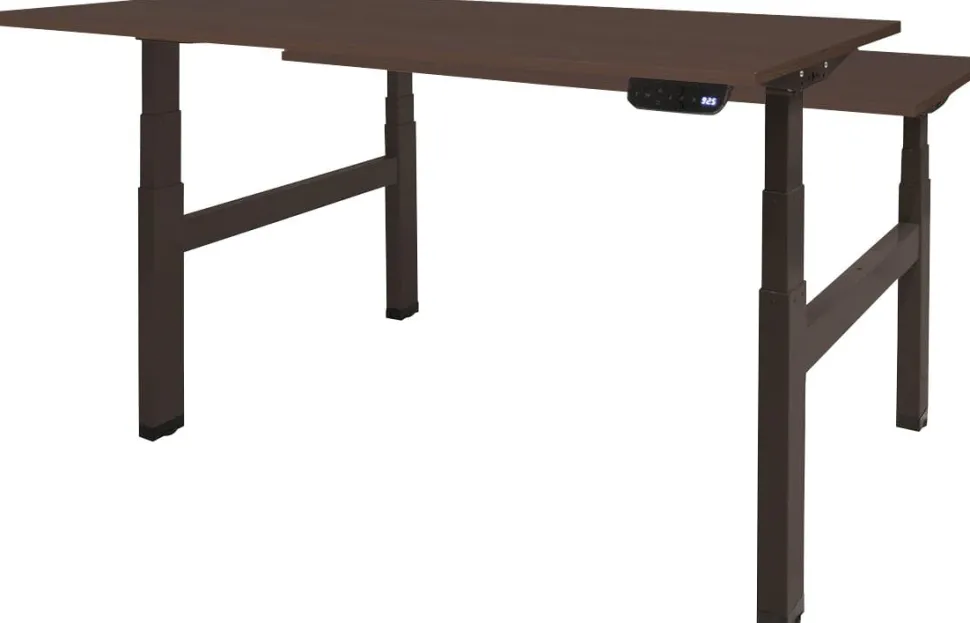 Schaffenburg Dextro Plus Duo Zit-sta-bureau Rechthoekig Eiken H-Frame 1.200 (B) x 800 (D) x 645 (H) mm Melamine