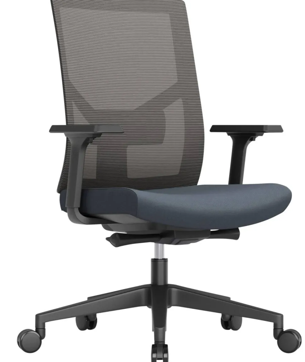 Schaffenburg 110-NL Ergonomische stoel Synchroonmechanisme Gaas, stof In hoogte verstelbare armleuning en zitting Grijs 130 kg 580 x 668 x 1044