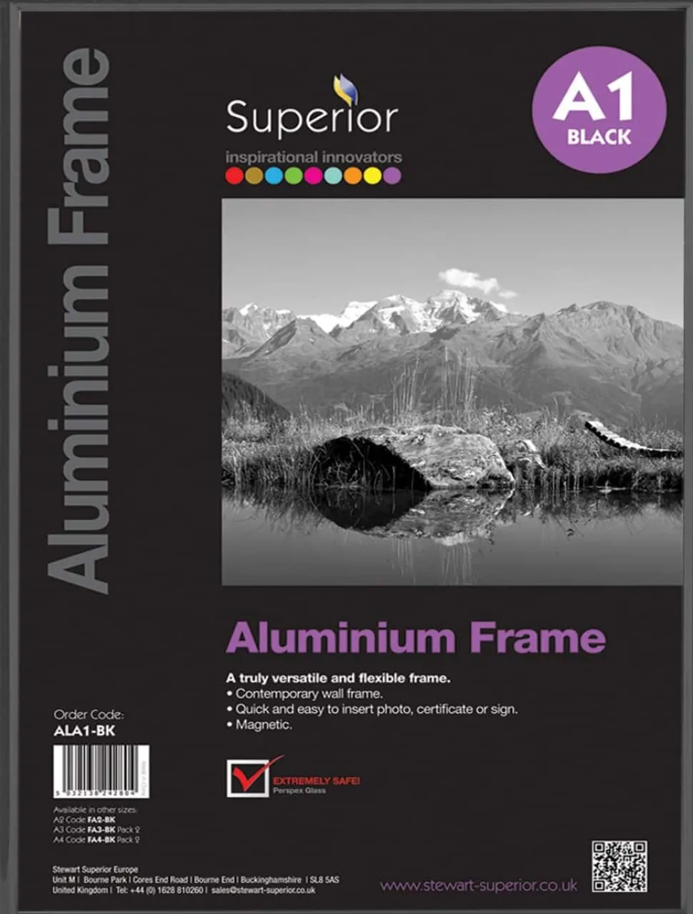 Seco A1 Fotolijst Aluminium ALA1-BK 60,4 (B) x 2,1 (D) x 85 (H) cm ALA1-BK