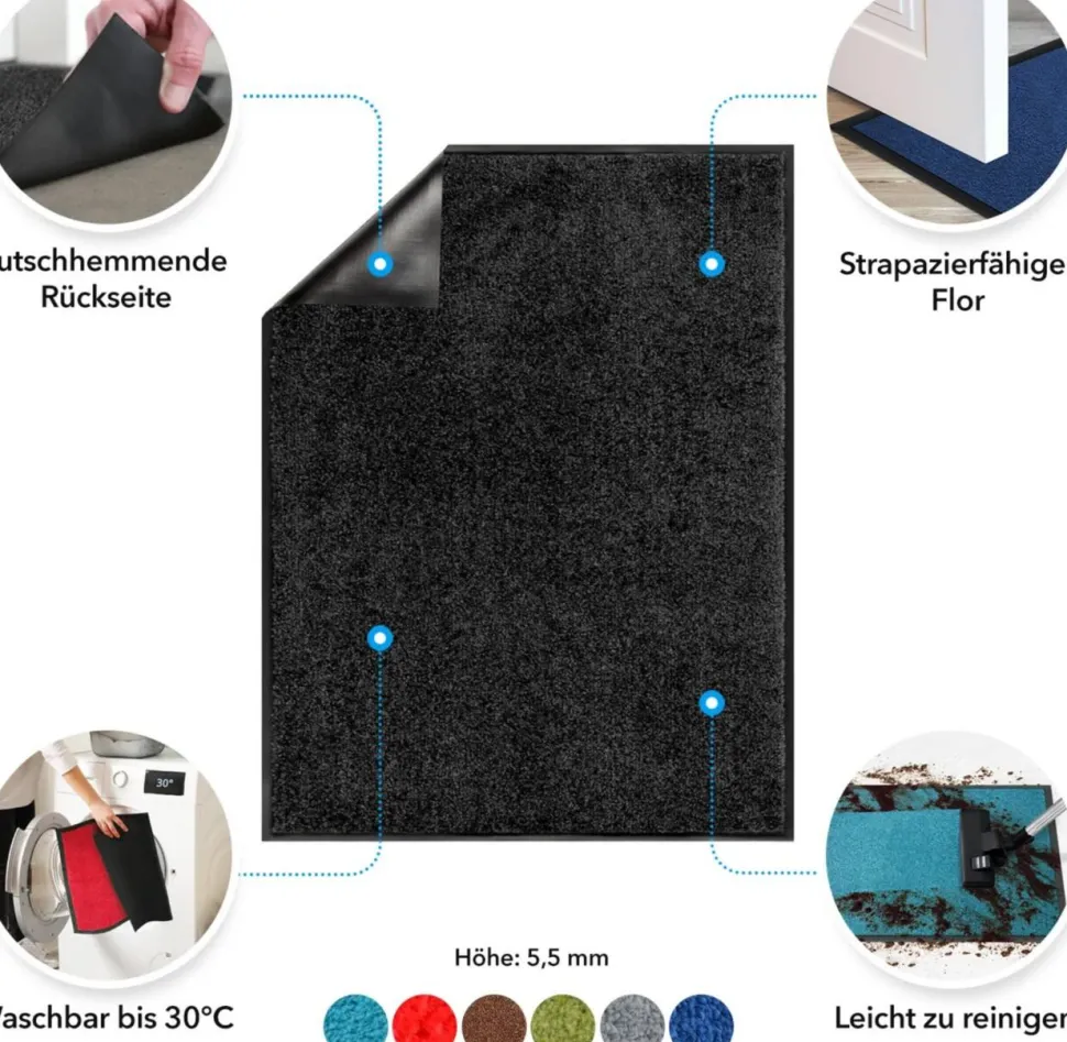 Sky Droogloopmat Monochrome High-Twist nylon, polyamide Zwart 2000 x 2000 mm