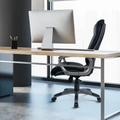 Viking Realspace Directiestoel Basismechanisme Kunstleder Vaste armleuning In hoogte verstelbare zitting Zwart 110 kg Maine 670 x 705 mm
