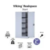 Viking Realspace Draaideurkast Staal 4 Planken Afsluitbaar 920 x 420 x 1,800 mm Licht grijs