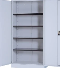 Viking Realspace Draaideurkast Staal 4 Planken Afsluitbaar 920 x 420 x 1,800 mm Licht grijs