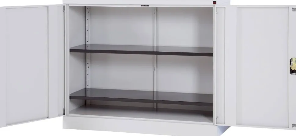 Viking Realspace Draaideurkast Staal 2 Planken Afsluitbaar 1,200 x 420 x 1,000 mm Zilver