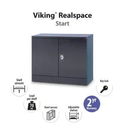 Viking Realspace Draaideurkast Staal 1 Plank Afsluitbaar 920 x 420 x 700 mm Zwart