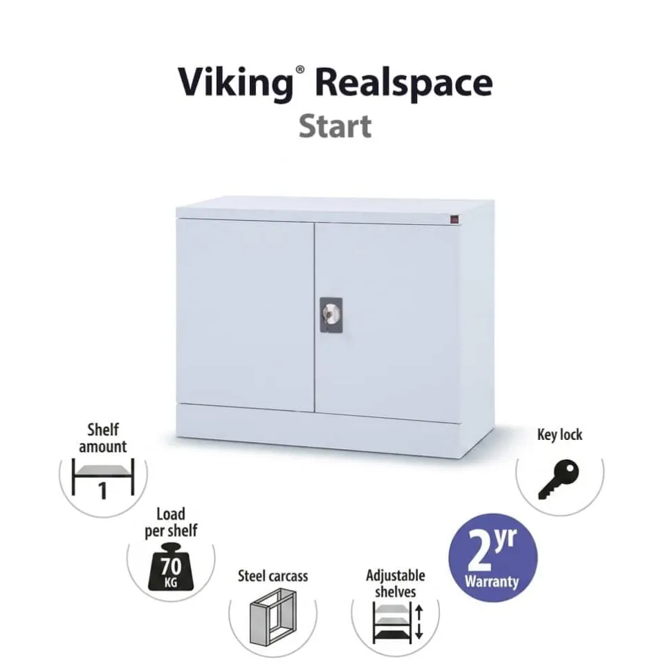 Viking Realspace Draaideurkast 1 Plank Afsluitbaar 920 x 420 x 700 mm Zilver