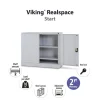 Viking Realspace Draaideurkast Staal 2 Planken Afsluitbaar 1,200 x 420 x 1,000 mm Grijs