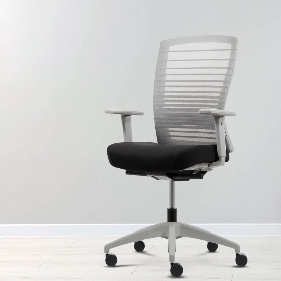Viking Realspace Florence Ergonomische stoel Synchroonmechanisme Mesh, stof In hoogte verstelbare armleuning In hoogte verstelbare zitting Grijs, zwart 110 kg