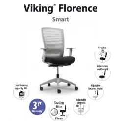 Viking Realspace Florence Ergonomische stoel Synchroonmechanisme Mesh, stof In hoogte verstelbare armleuning In hoogte verstelbare zitting Grijs, zwart 110 kg