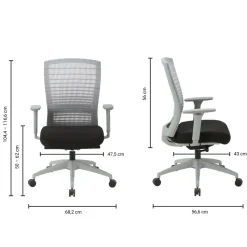 Viking Realspace Florence Ergonomische stoel Synchroonmechanisme Mesh, stof In hoogte verstelbare armleuning In hoogte verstelbare zitting Grijs, zwart 110 kg