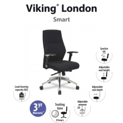 Viking Realspace London Directiestoel Synchroonmechanisme Stof 2D armleuning In hoogte verstelbare zitting Zwart 110 kg 650 mm