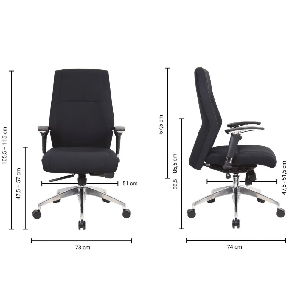 Viking Realspace London Directiestoel Synchroonmechanisme Stof 2D armleuning In hoogte verstelbare zitting Zwart 110 kg 650 mm