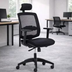 Viking Realspace Malice Bureaustoel Synchroonmechanisme 3D armleuning In hoogte verstelbare zitting Zwart 110 kg 730 x 730 x 1,335 mm