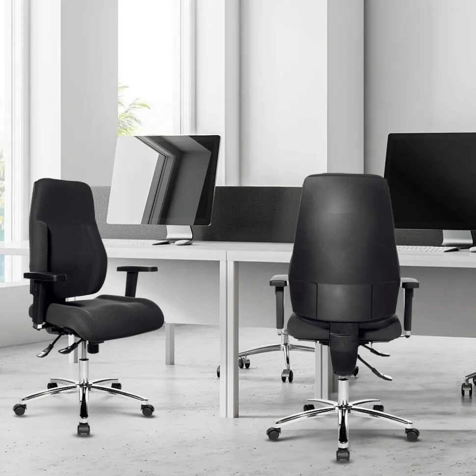 Viking Realspace Signum Bureaustoel Synchroonmechanisme Stof 3D armleuning In hoogte verstelbare zitting Zwart 110 kg 645 x 695 x 1,240 mm