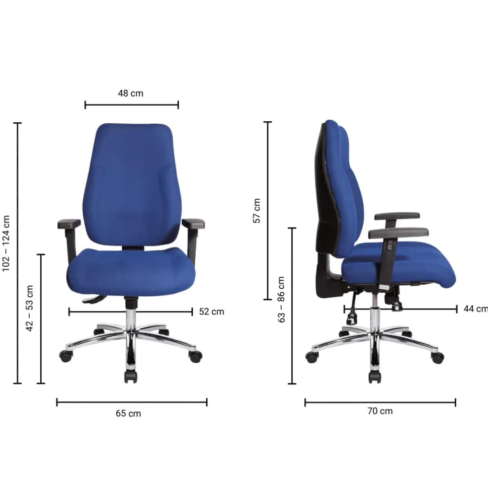 Viking Realspace Signum Bureaustoel Synchroonmechanisme Stof 3D armleuning In hoogte verstelbare zitting Blauw 110 kg
