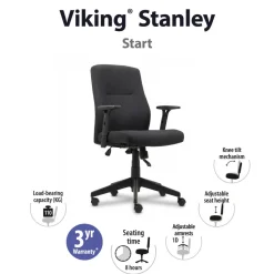 Viking Realspace Stanley Bureaustoel Kniekanteling Stof In hoogte verstelbare armleuning In hoogte verstelbare zitting Zwart 110 kg 675 x 680 x 1,075 mm