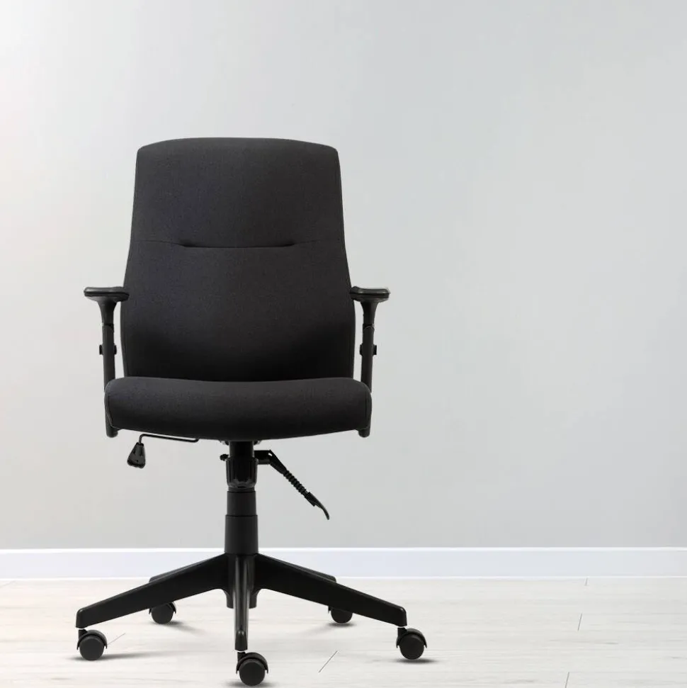 Viking Realspace Stanley Bureaustoel Kniekanteling Stof In hoogte verstelbare armleuning In hoogte verstelbare zitting Zwart 110 kg 675 x 680 x 1,075 mm