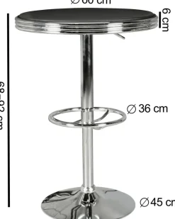 WOHNLING Bar Tafel WL5.113 Zilver, zwart 60 x 92 cm